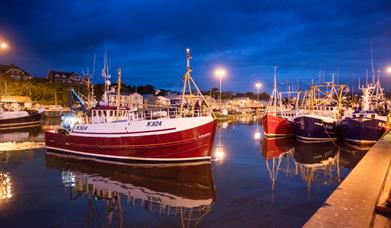 Boats in Kilkeel Harbour at Night