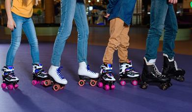 Children on roller skates at the roller skating disco