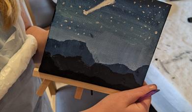 Mini canvas on an easel