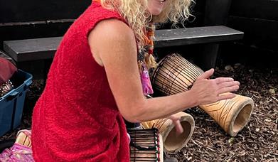 Marcella Drumming in the park