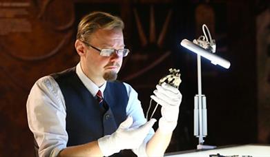 Dr Gavin Hughes with replica Tara Broach