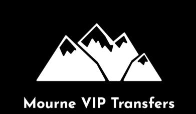 Logo of stylized Mourne mountains shape in black and white.