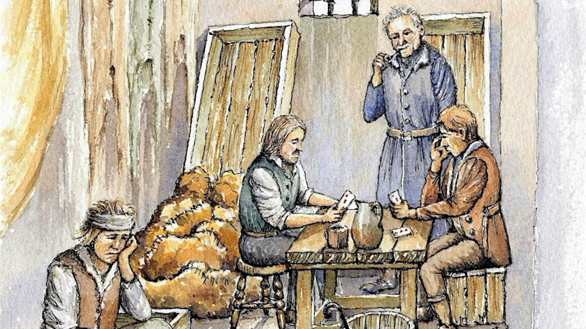 Sketch of prisoners in Gaol Cell