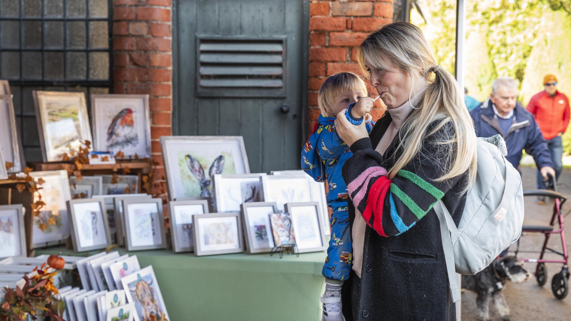 Family enjoying easter market at Rowallane Garden