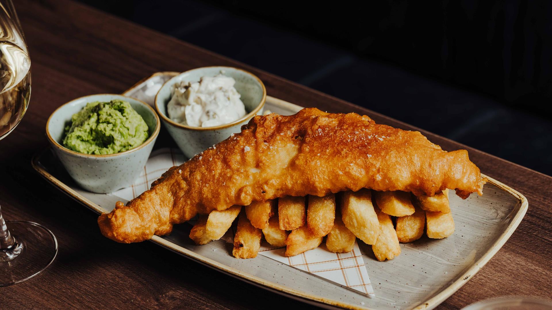 Fish and chips served by Percy French