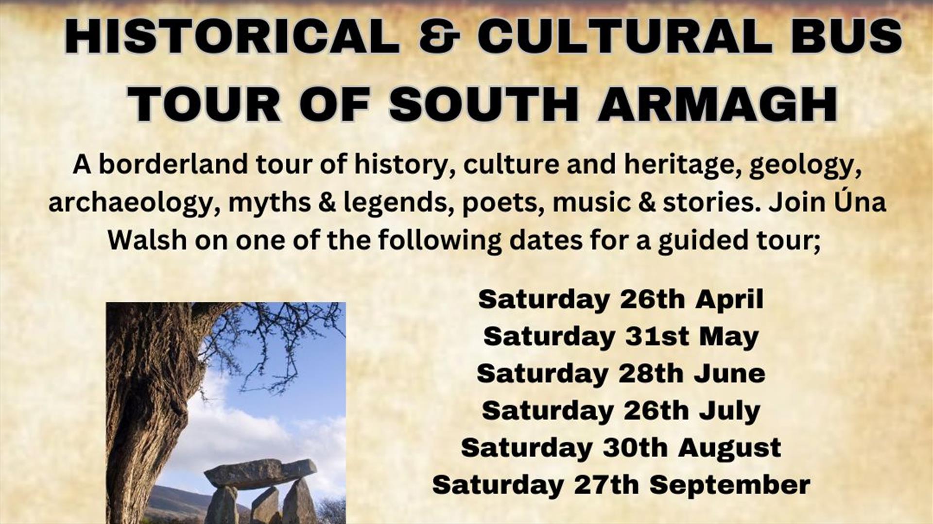 Poster for Historical & Cultural Bus Tour of South Armagh