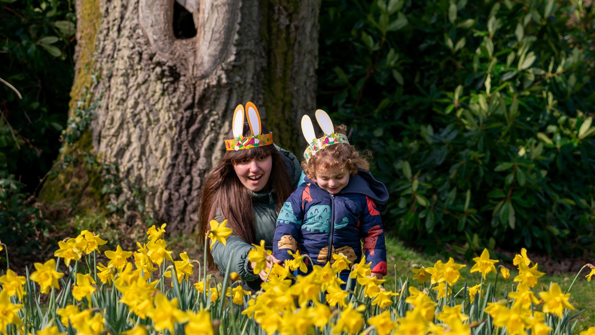 Family enjoying easter trail at Rowallane Garden