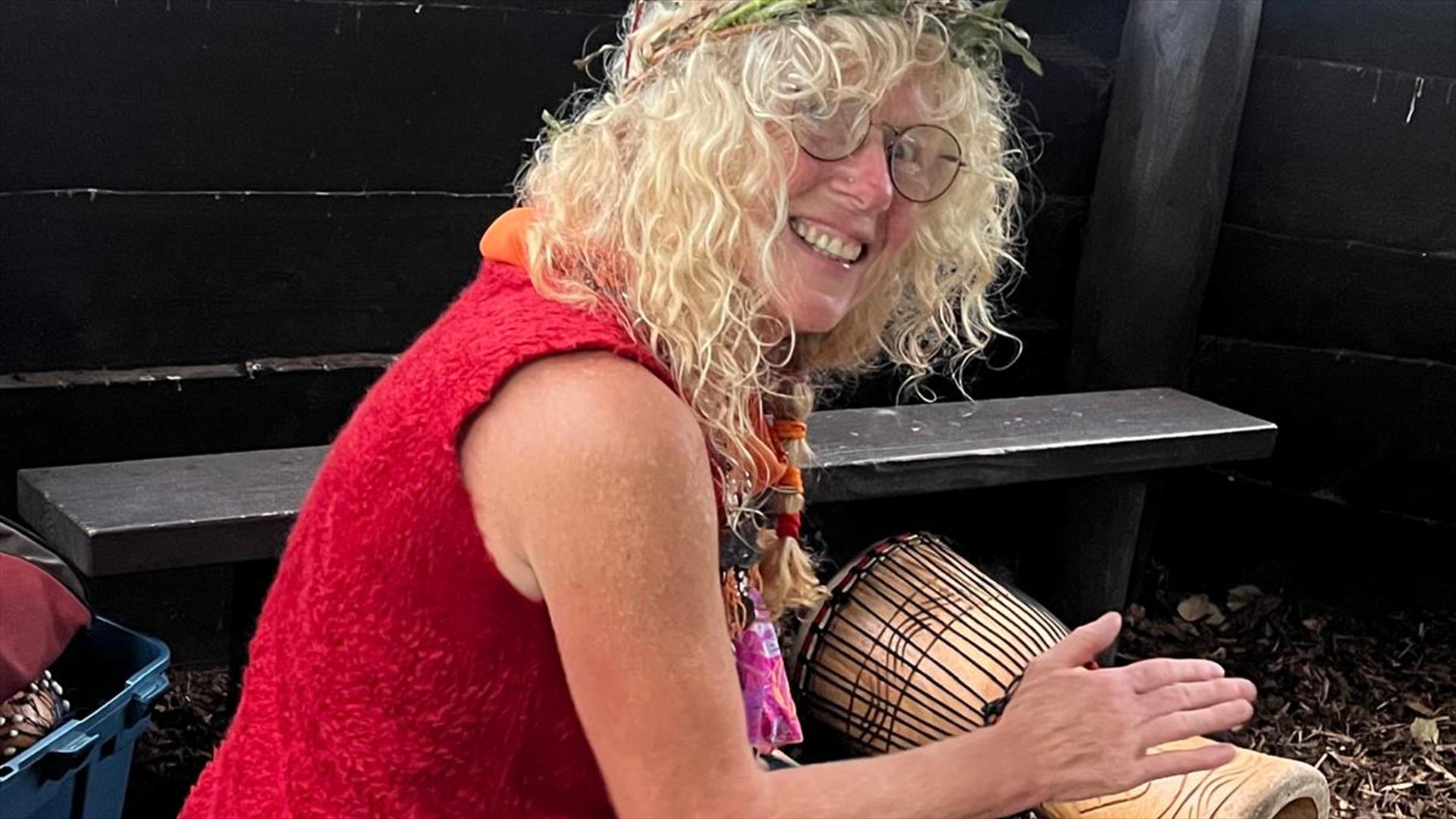 Marcella Drumming in the park