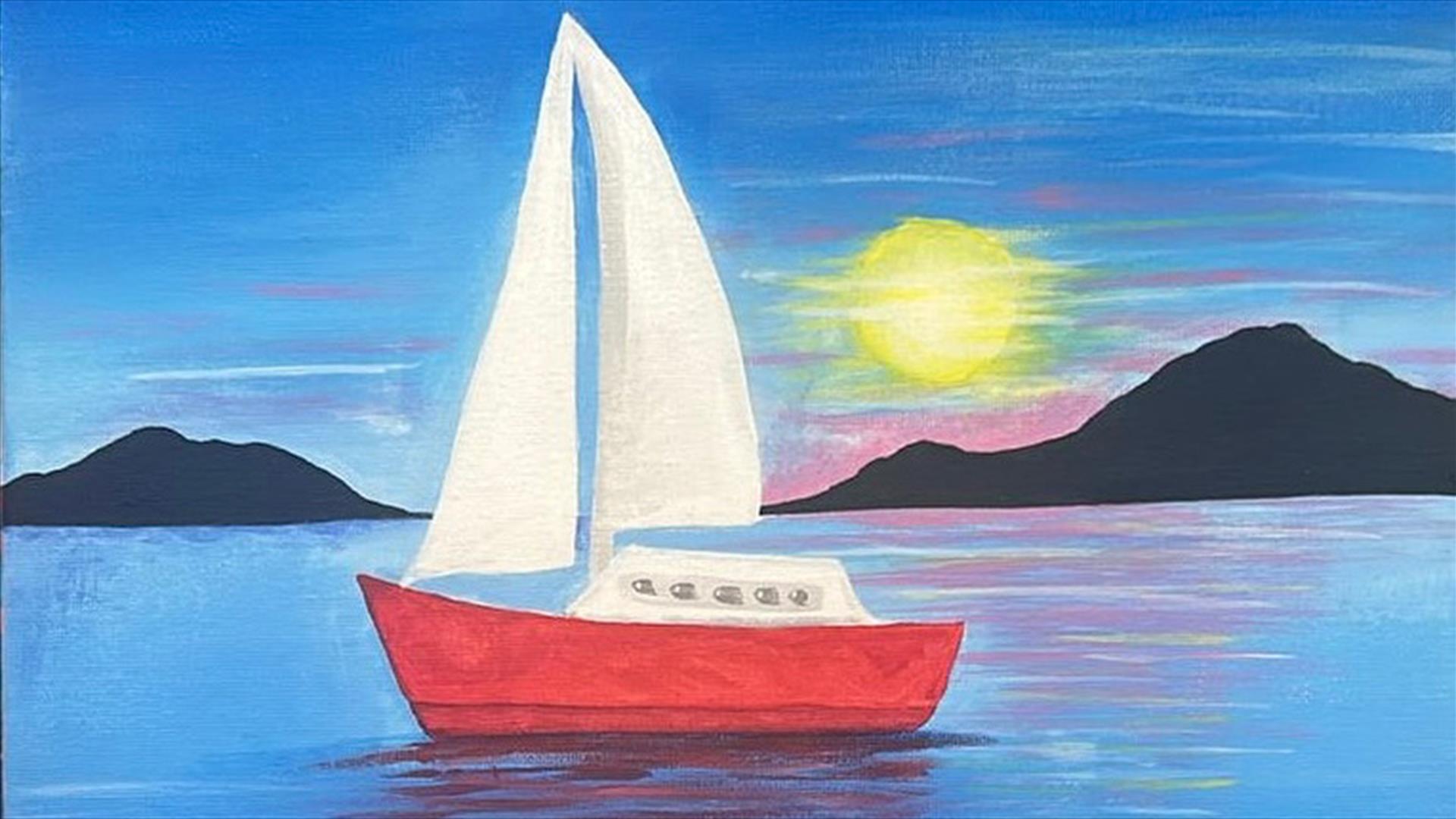 Sail boat painting on canvas