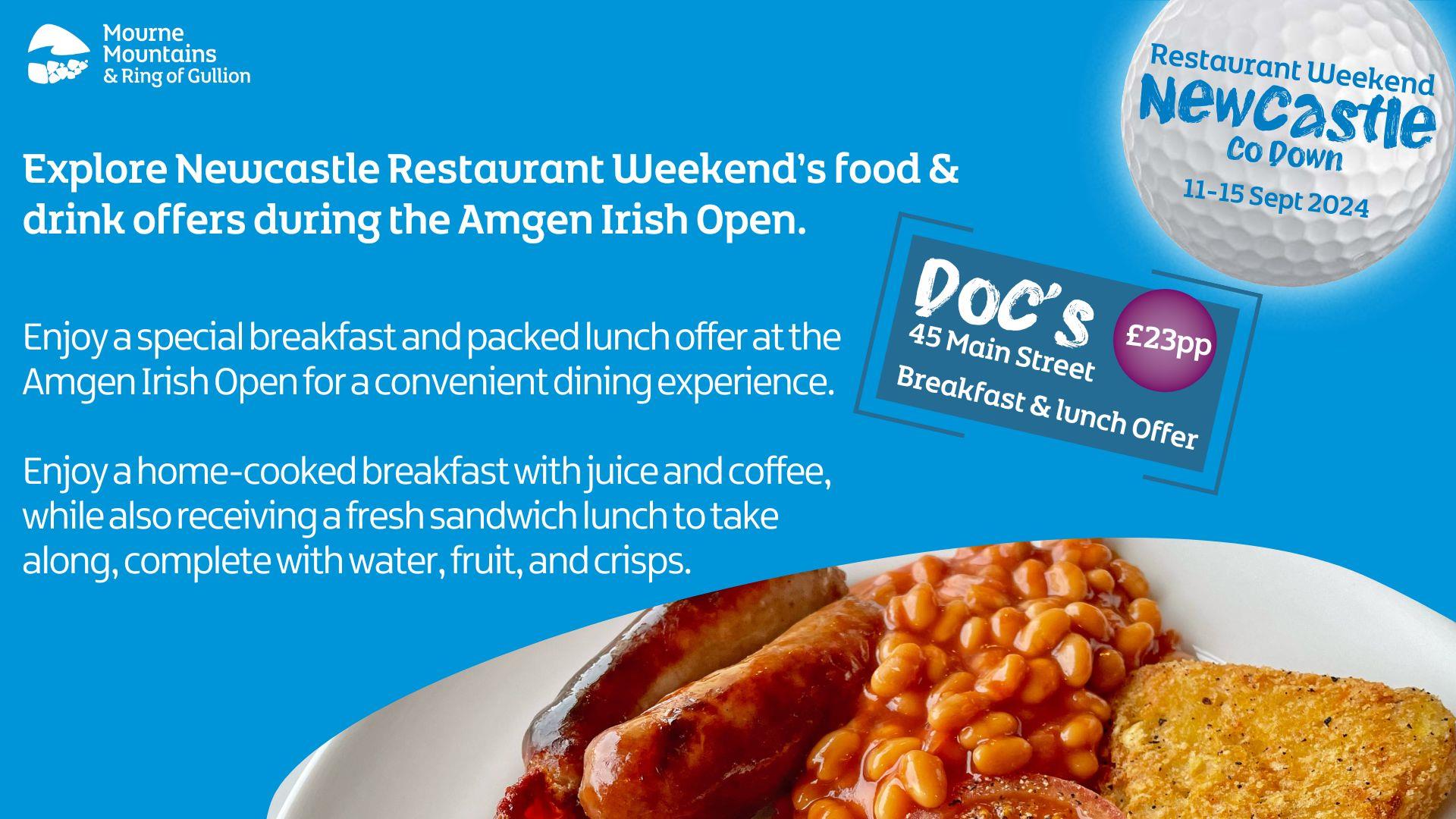 Special offer from Doc's as part of Newcastle Restaurant Week