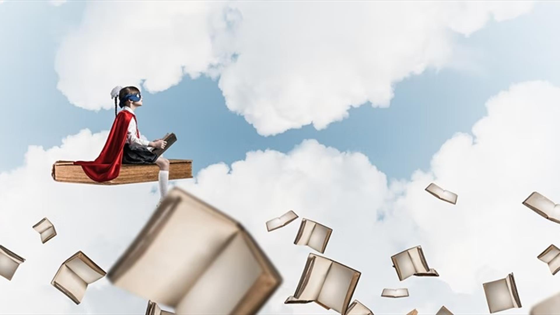 Child exploring books