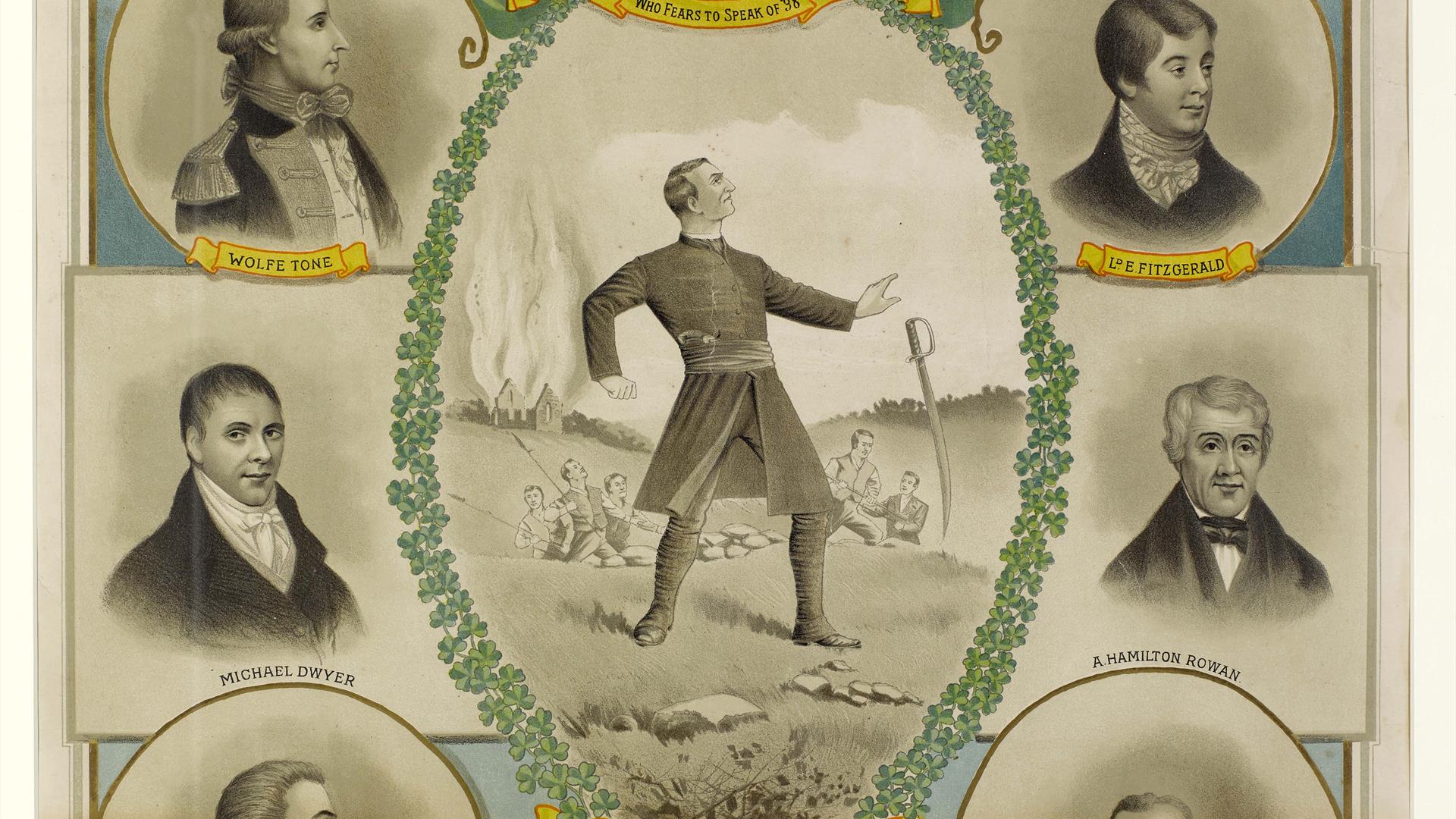 Lithograph produced to commemorate the centenary of the 1798 Rebellion