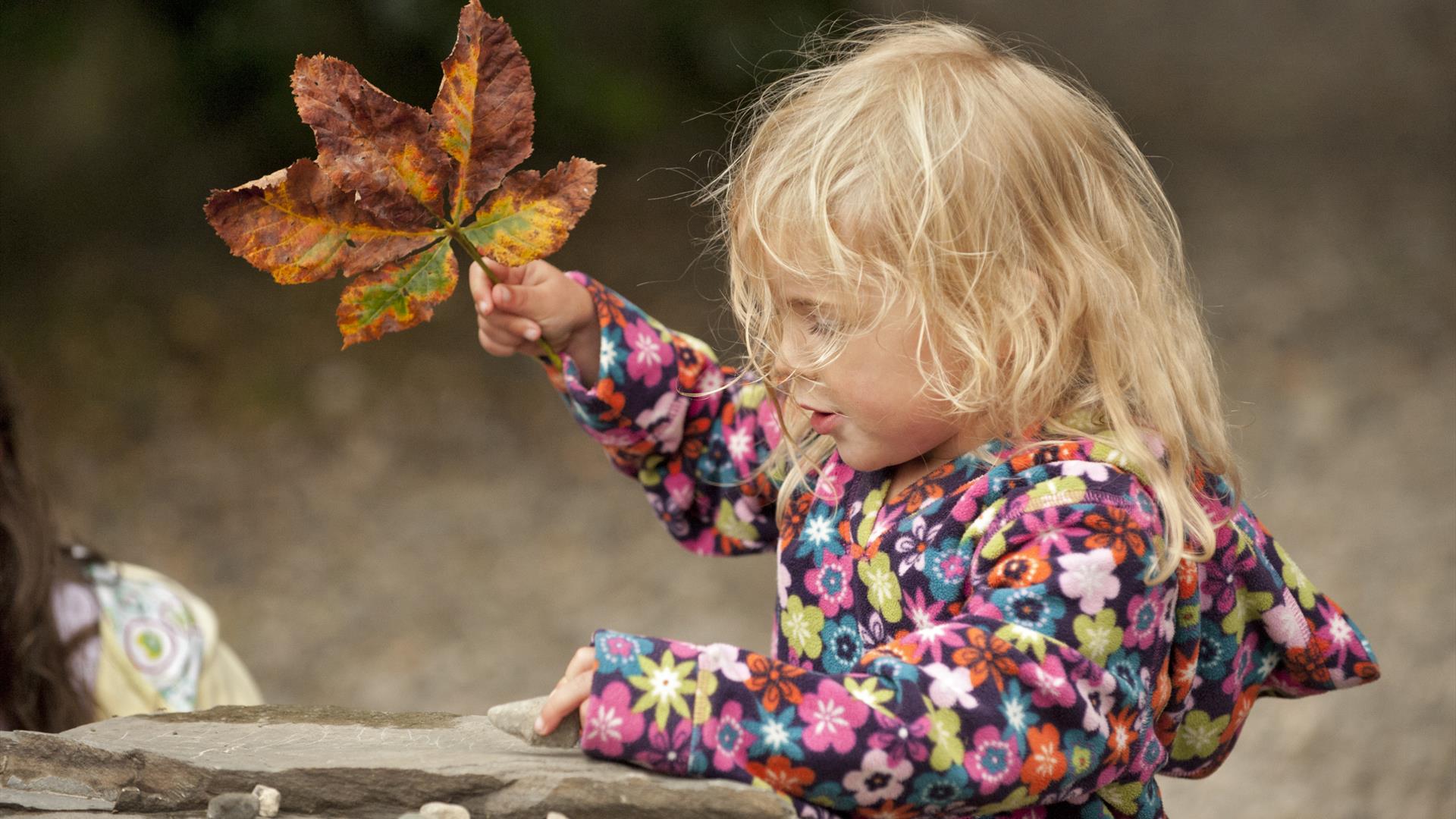 Girl enjoying Autumn leaves at CASTLE wARD