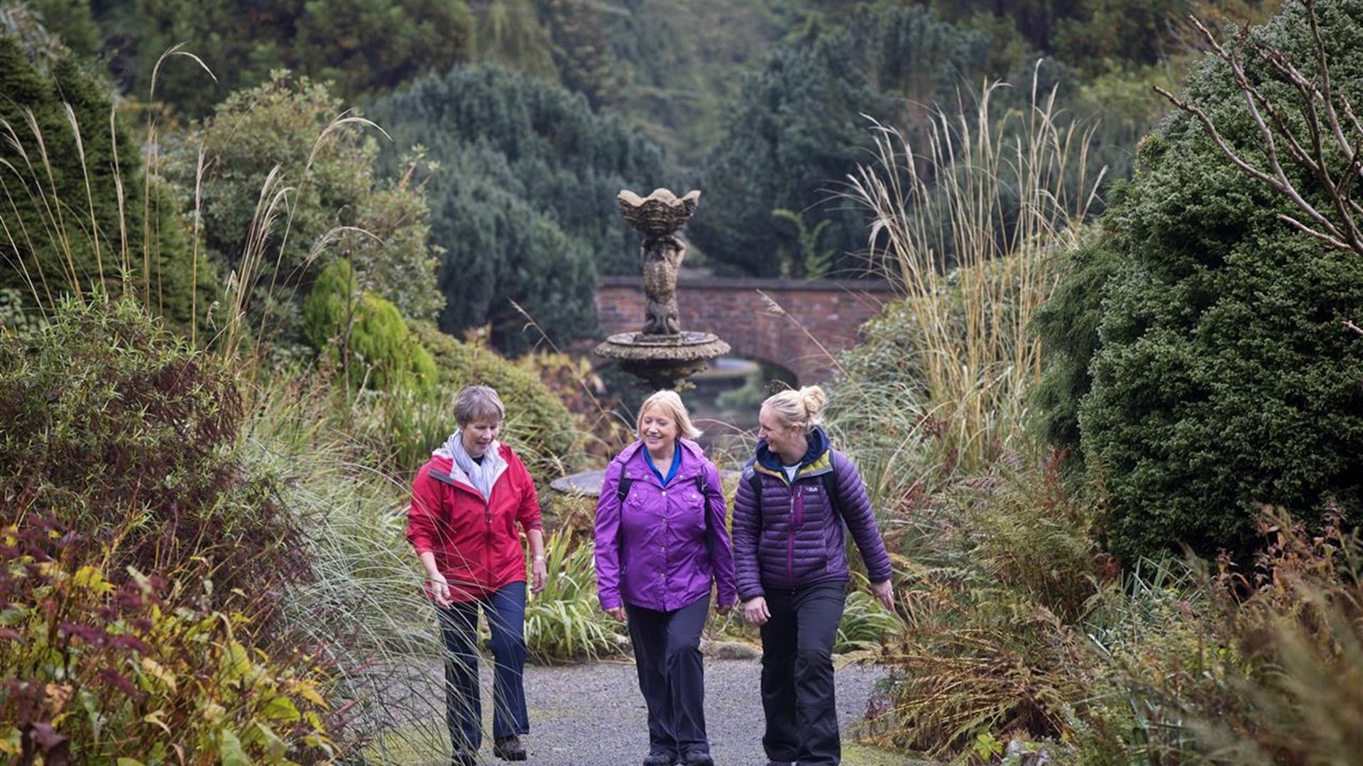 Group of ladies enjoying the Annesley Garden walk in Castlewellan Forest Park