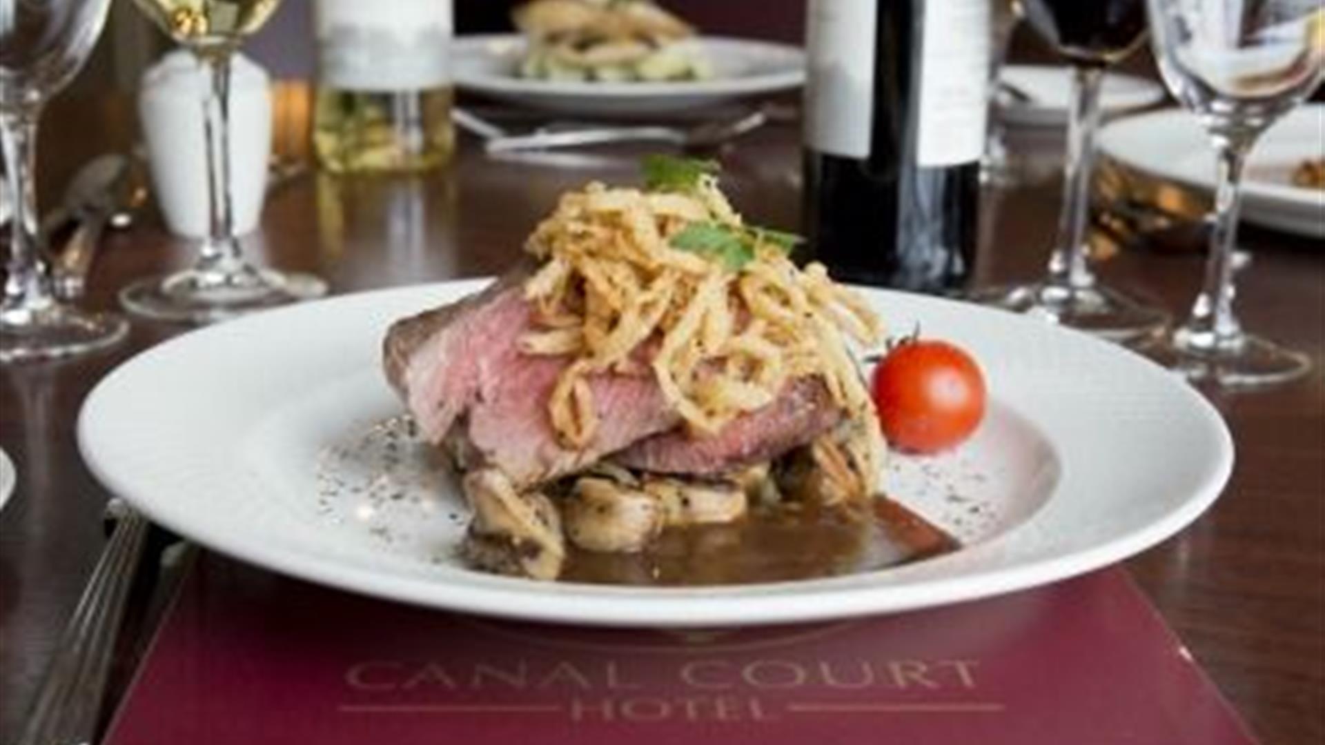 Food on plate at Canal Court