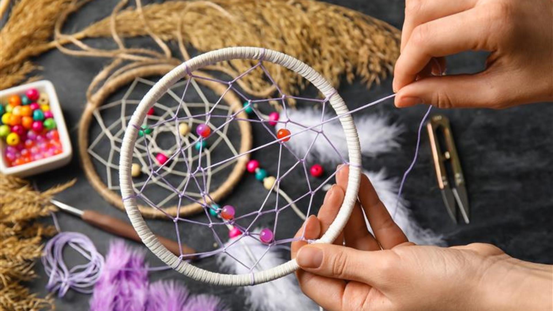 image of a dream catcher being made