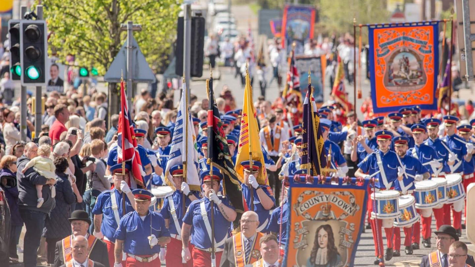 12th July Parade with Drummers and Flags