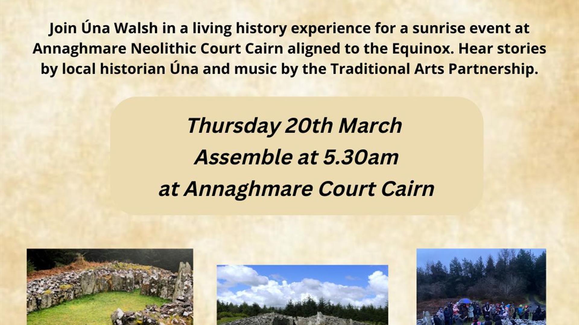 Poster for Spring Equinox Sunrise Event Annaghmare Court Cairn