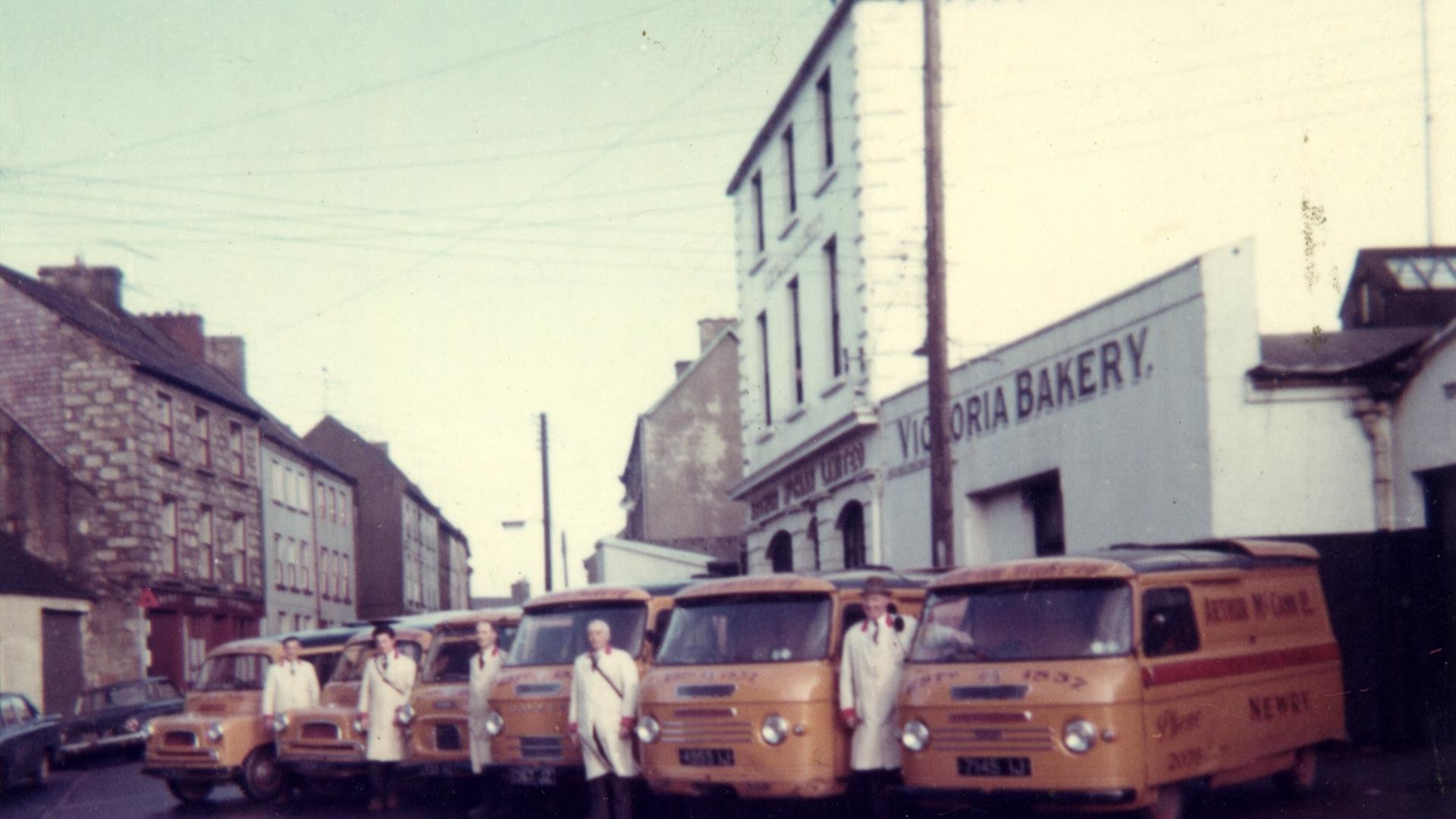 Orange delivery vans of McCann's Bakery in the 1960s