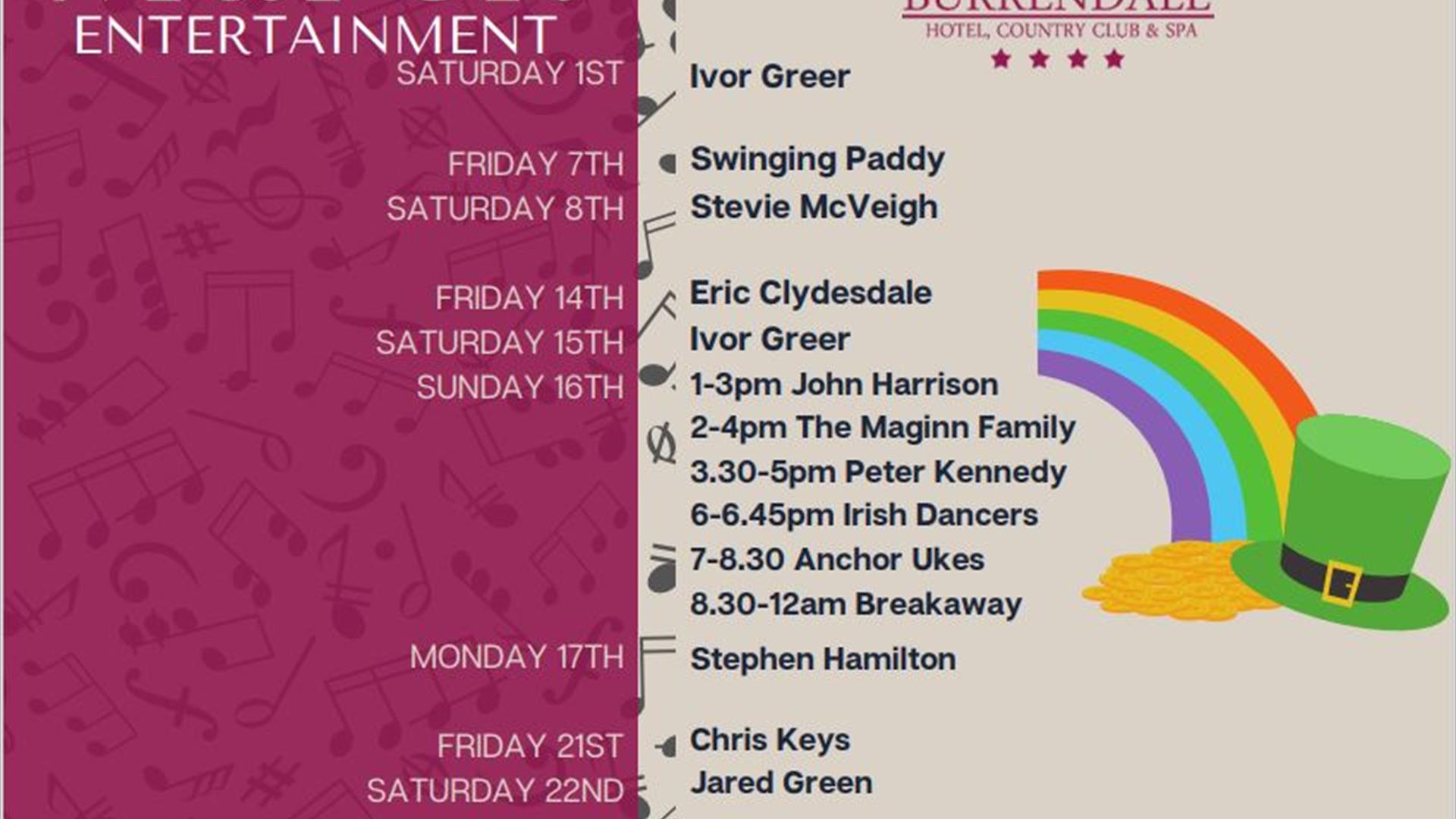 March entertainment at The Burrendale Hotel, Newcastle