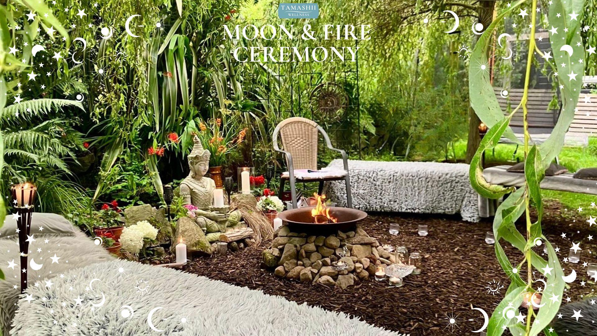 Garden with seat and fire pit