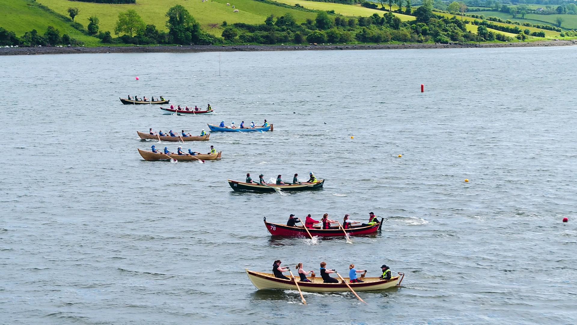 St Ayles Skiffs on Strangford Lough at Delamont Country Park.