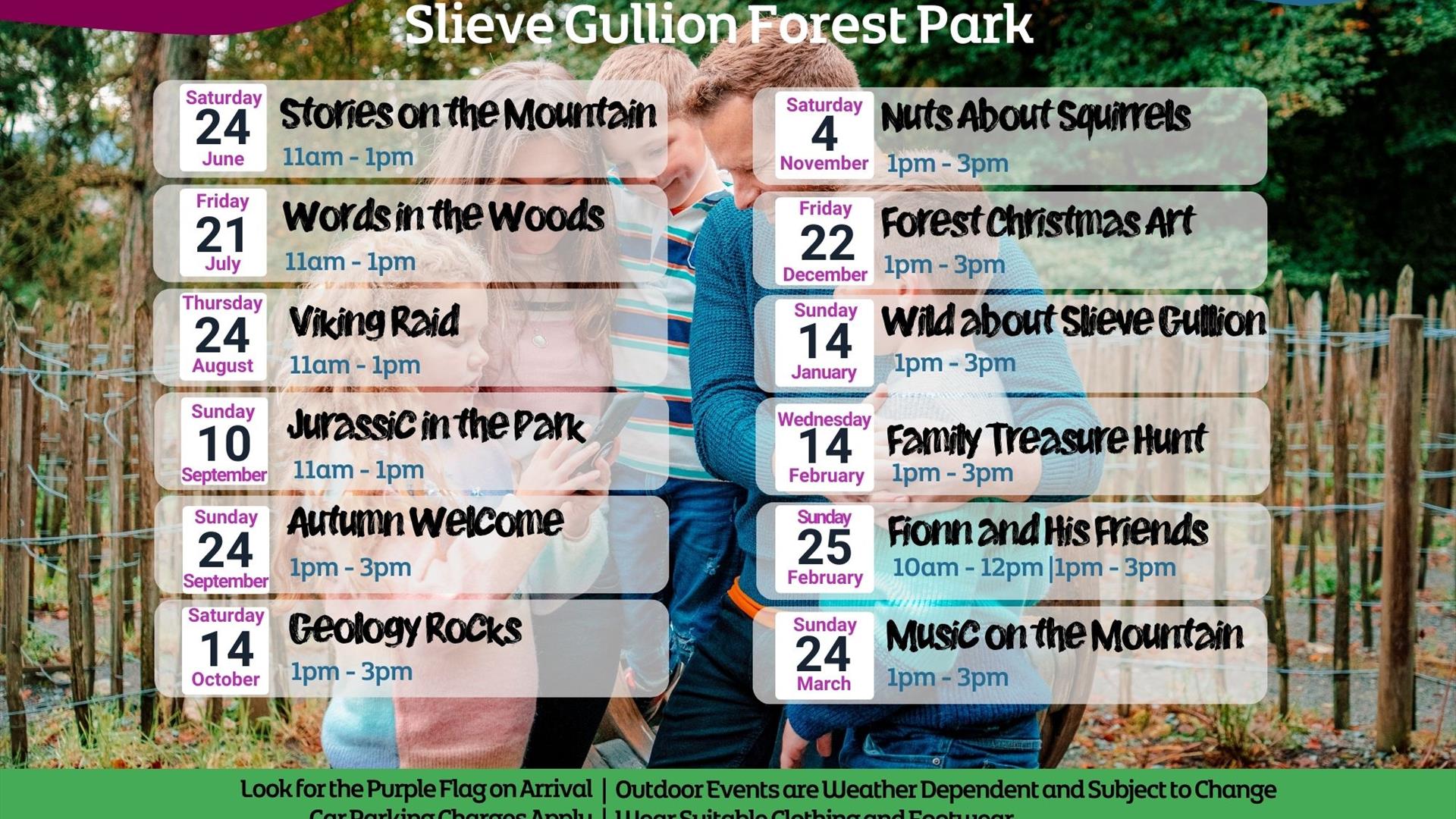 Forest Activities Poster advertising events for Slieve Gullion Forest Park.