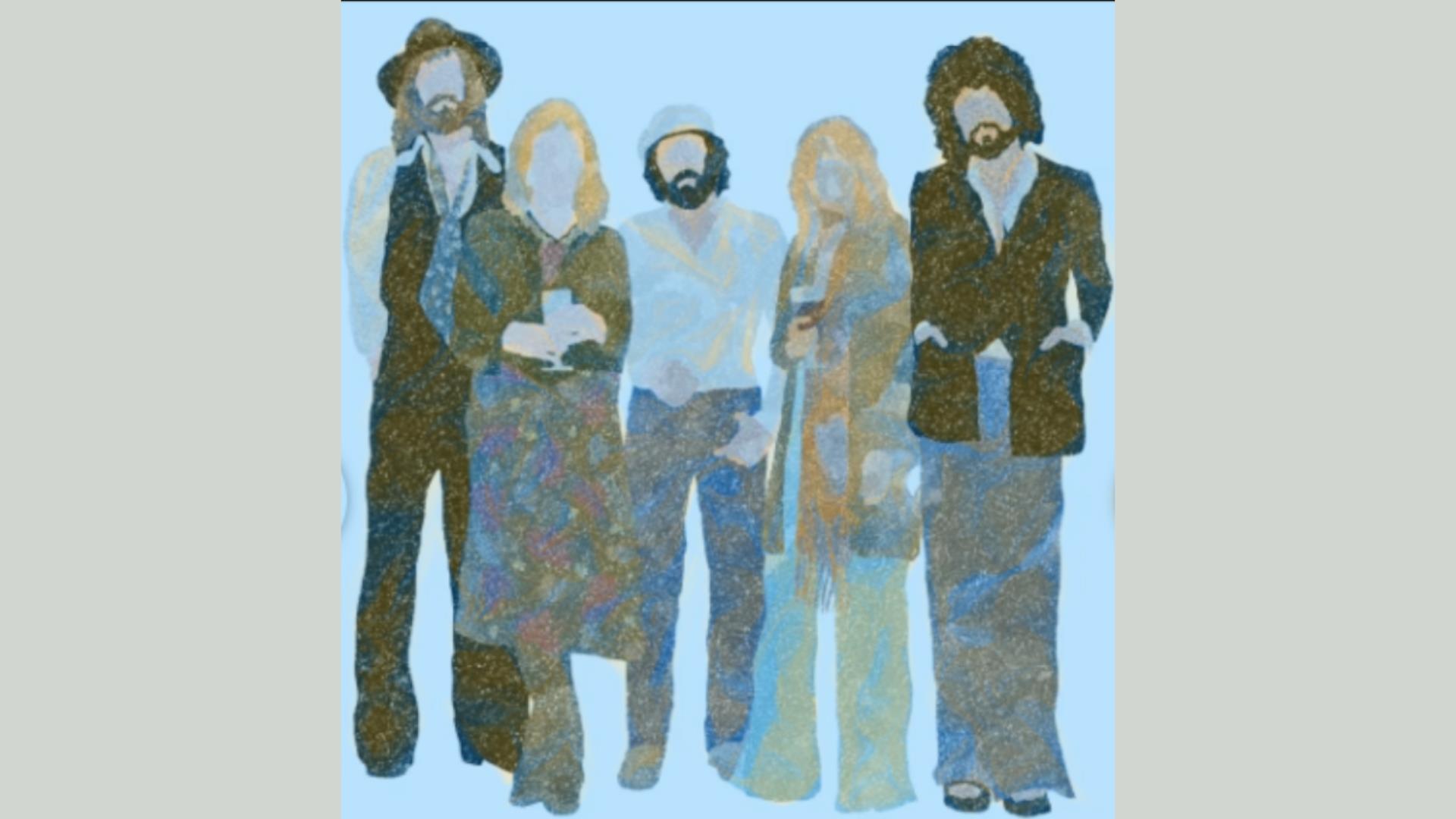 Illustration of the five piece band Fleetwood Mac. A Tribute band performing 'Songs In The Key Of Fleetwood Mac' at Down  Arts Centre on 21 March 2025