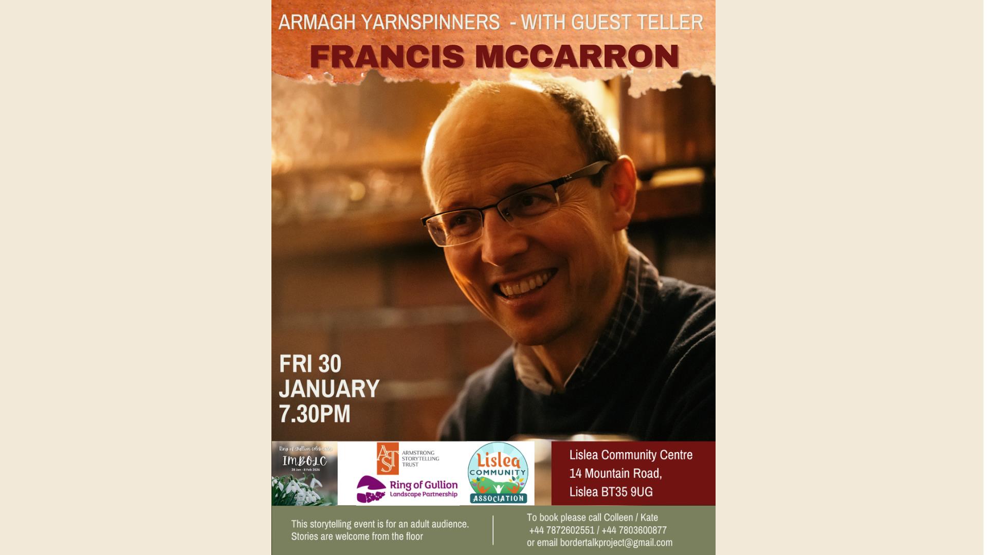 Photo of Francis McCarron on a poster