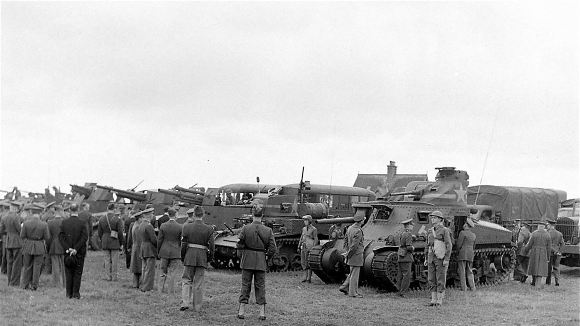 US Army  in County Down, military vehicles and soldiers being inspected.