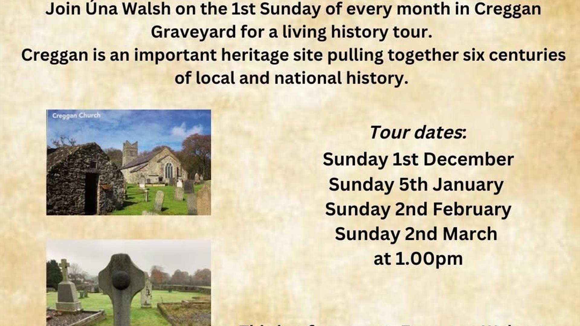 Poster for Guided Walk through Creggan Churchyard