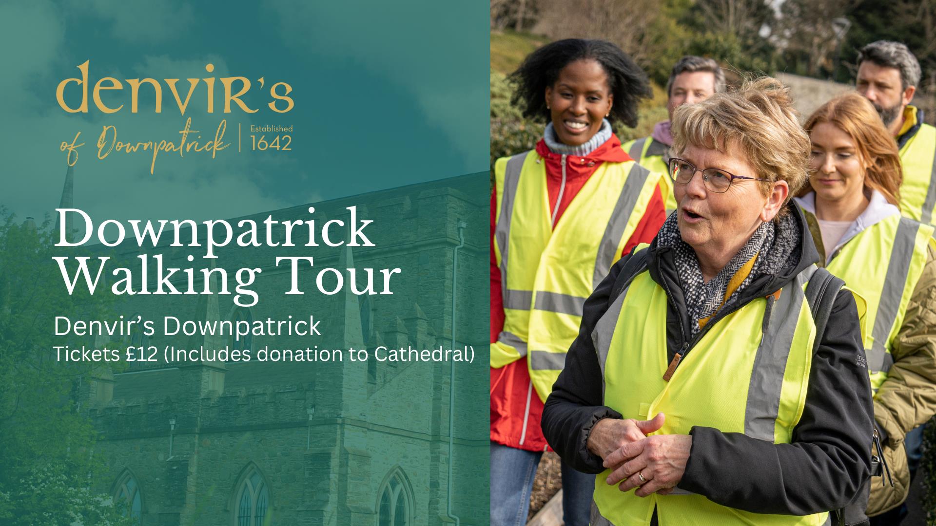 Tour guide hosting a walking tour through Downpatrick