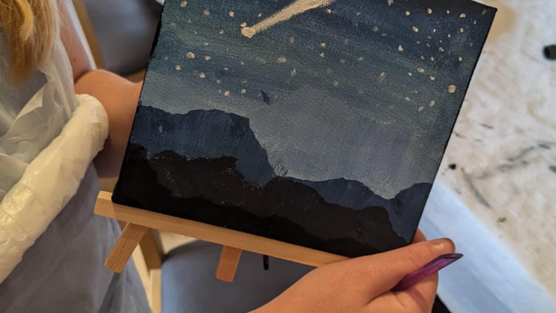 Mini canvas on an easel