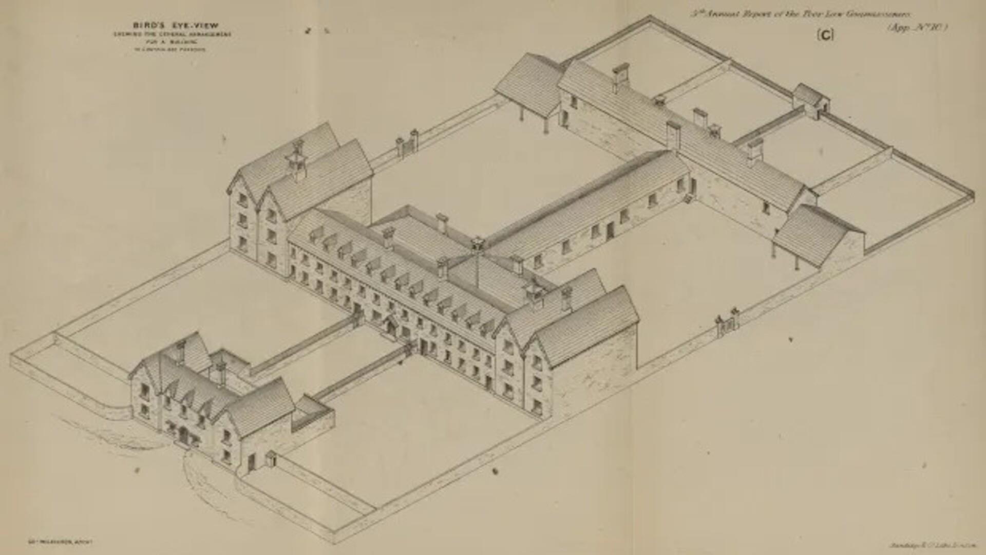 Image showing the standard layout of an Irish Workhouse