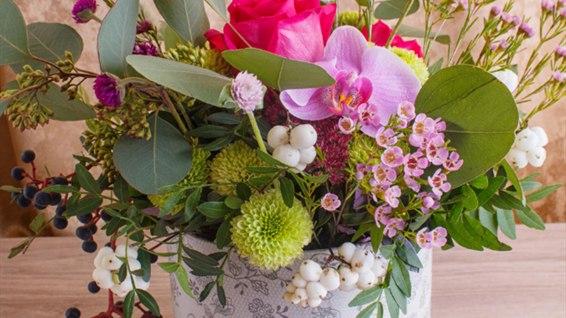 flowers in a hat box
