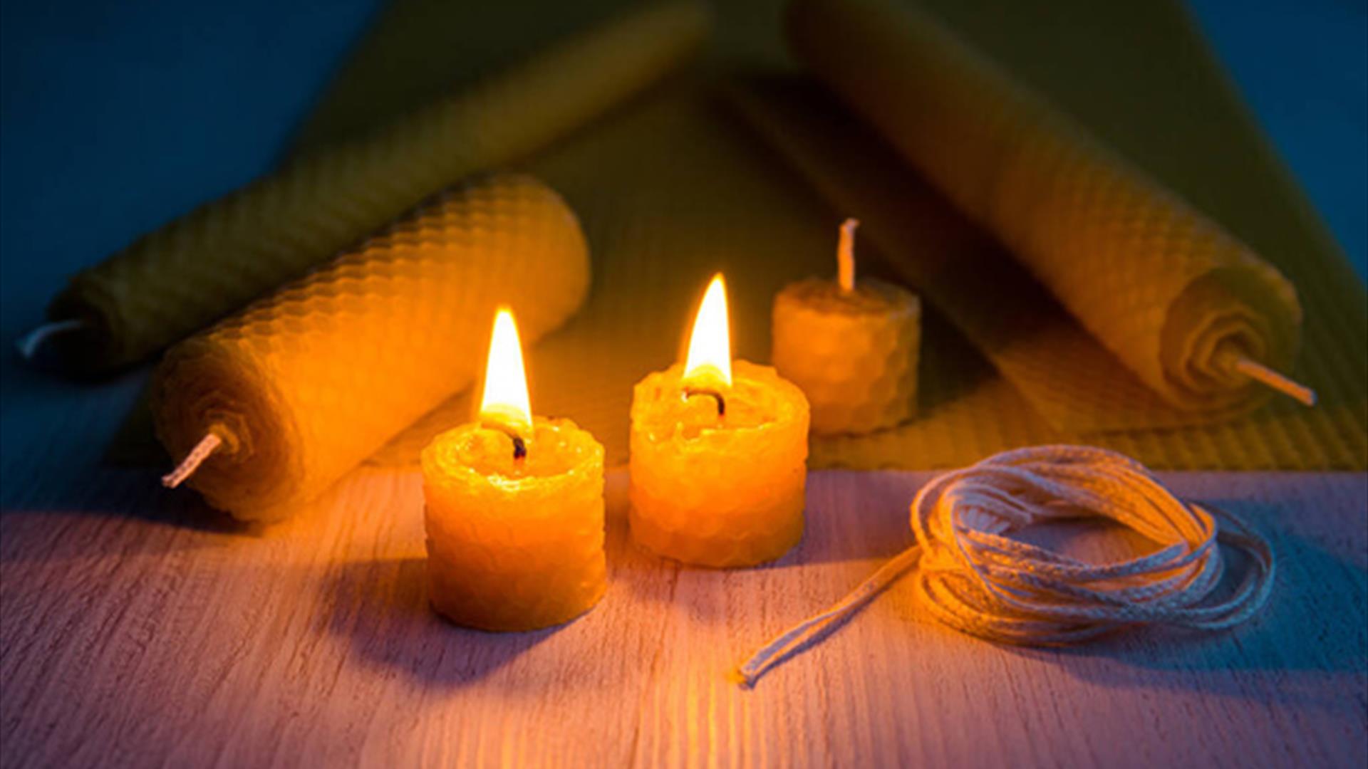 handrolled candles burning