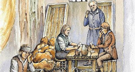 Sketch of prisoners in Gaol Cell