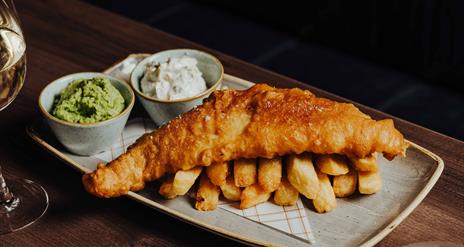 Fish and chips served by Percy French