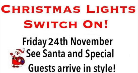 Christmas poster with white background with the details of the event on display.  Crossmaglen Community Associaiton presents the Christmas Lights Swit