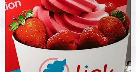 Lick tub with strawberries