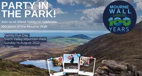 Party in the Park poster. Highlighting event on 14 August from 1 to 5pm.