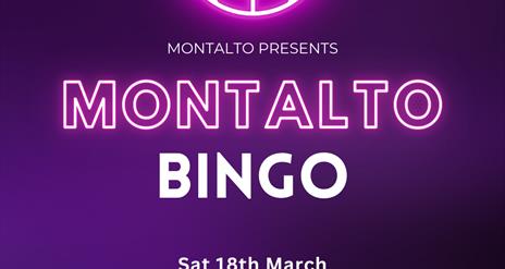 Bingo at Montalto on Saturday 18 March at 7pm. Cost is £15 and is for over 18 age limit.