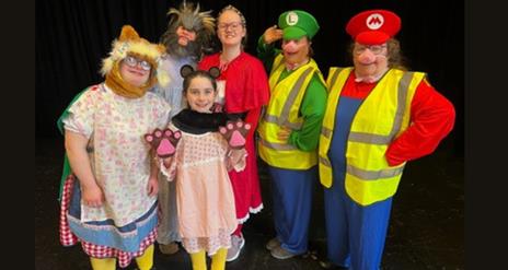 Dramability preparing for their performance of 'Hood in the Wood' at Down Arts Centre, Downpatrick.