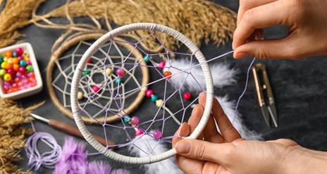 image of a dream catcher being made