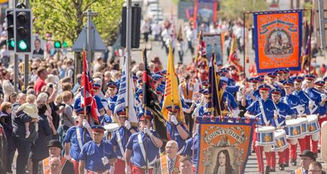 12th July Parade with Drummers and Flags