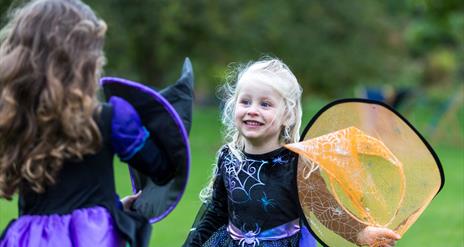 Kids enjoying Rowallane Garden Halloween trail