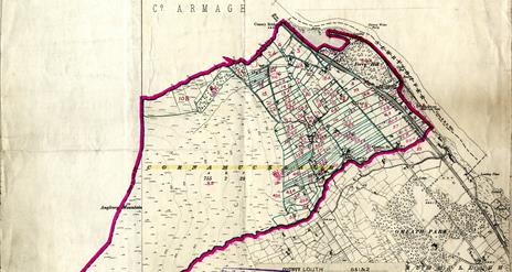 Map prepared after the passing of the 1923 Irish Land Act as part of the vesting of tenancies in the townland of Cornamucklagh in north County Louth.