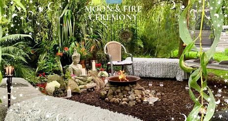 Garden with seat and fire pit