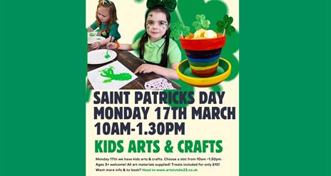 Kids Saint Patrick's day arts and crafts at art studio 23 Newry