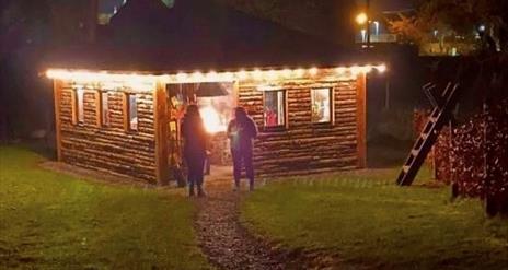 Pine Tree Hollow at night with lights